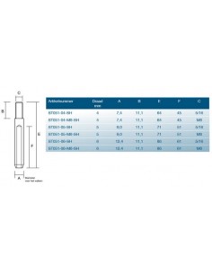Studterminal kort rechtsom draad RVS div. maten 2