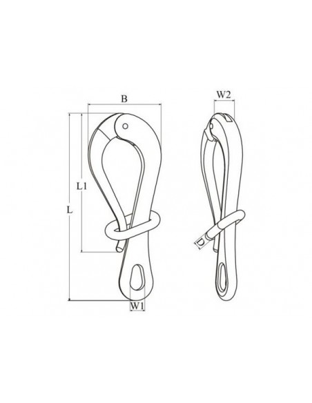 Pelikaanhaak rvs met oog 100mm of 150 mm