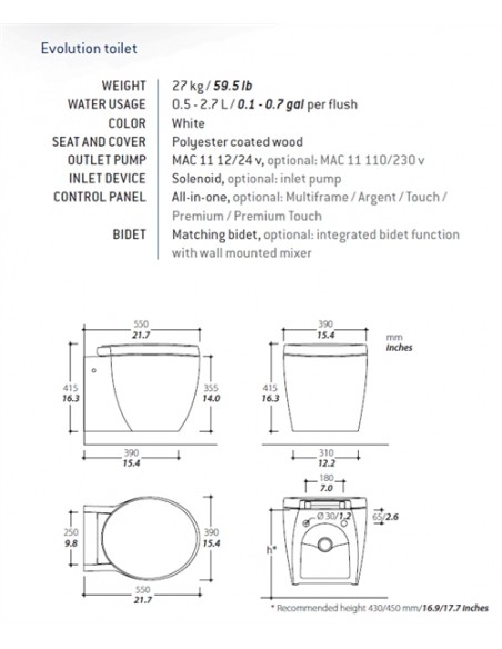 Tecma Evolution 2G, Wit, Thermo SoftClose 12V of 24V