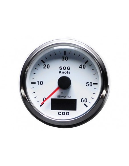 Silver serie GPS speedometer zwart/wit 60kn/110km