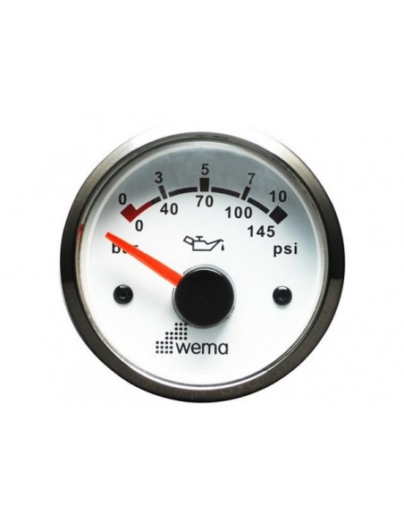 Silver serie oliedruk meter zwart/wit 10bar