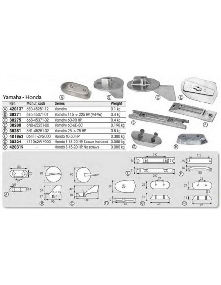 Motor anode Yamaha Plate 6 C, 6 D, 8 C