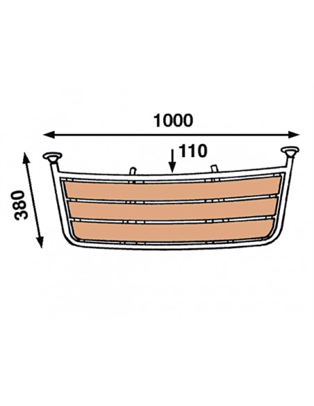 Rvs Zeilbootplatform 100x38x2,5cm PT10035