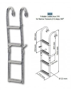 NR RVS Zwemtrap kantelbaar dekmontage small 2+2 treden, 1050 2