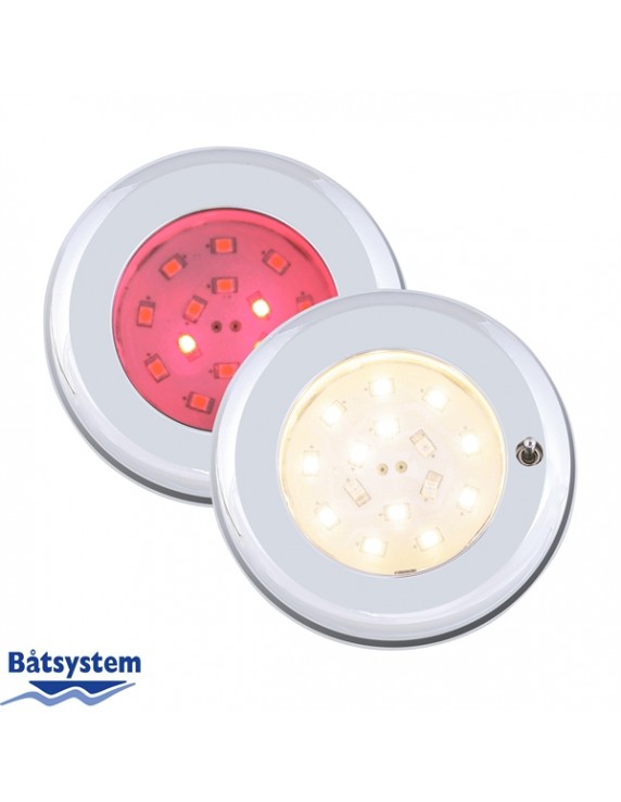 Båtsystem Pinto LED chroom+sch, Wit/Rood, 8-30V-2W