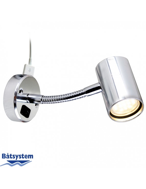 Båtsystem Tube D1 SMD LED, alu, flex arm, met USB aansl.