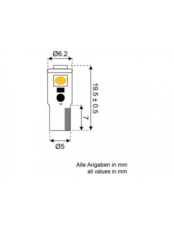 Led T5 wedge instrument lamp 10-30V