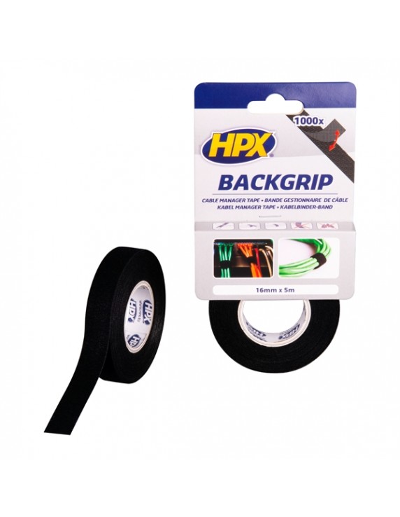 Backgrip klittenband - zwart 16mm x 5m