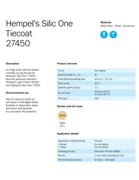 Hempel Silic One Tiecoat 27450 Yellow 0,75l