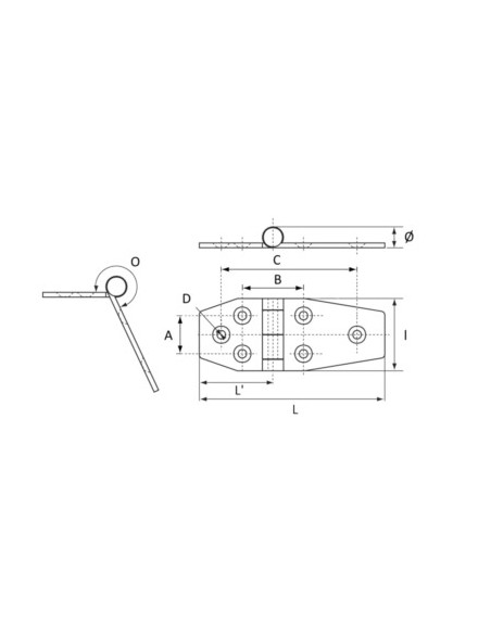 Scharnier RVS 316 lengte 86 mm