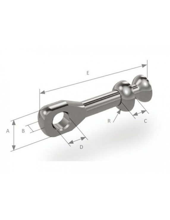 OS Ballterminals met oog en cup RVS div. maten