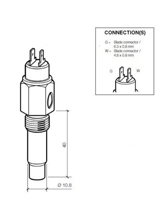 323-803-001-059D VDO Temp. gever 1200C(MV) WC1050 5/8-18NF