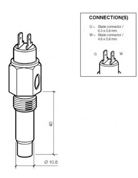 323-803-001-059D VDO Temp. gever 1200C(MV) WC1050 5/8-18NF