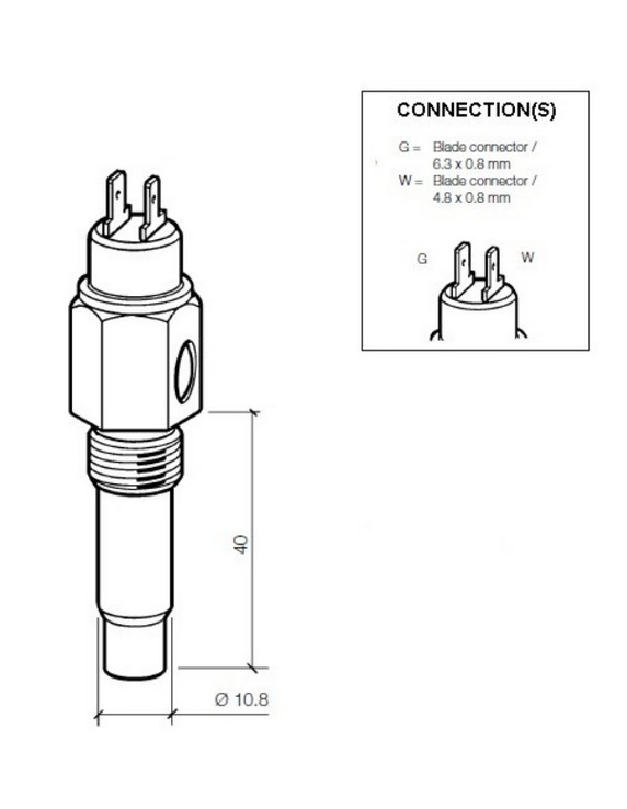 323-803-001-060D VDO Temp. gever 1200C(MV) WC1050 1/2-14NPT