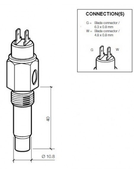 323-803-001-012D VDO Temp. gever 1200C(MV) WC1000 5/8-18NF