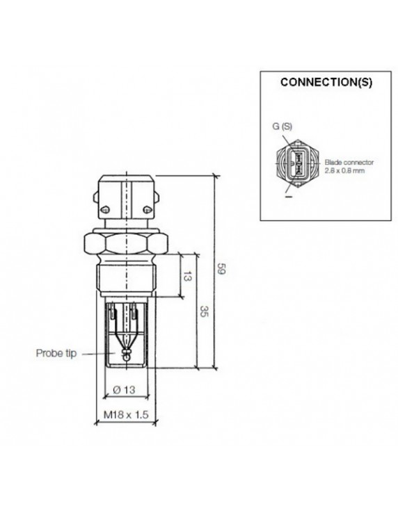 323-809-019-003A VDO Temp. gever 1200C mv M18x1.5 Spec Con