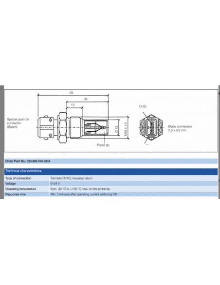 323-809-019-003A VDO Temp. gever 1200C mv M18x1.5 Spec Con