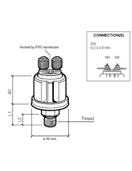 362-081-001-002K VDO Drukgever 1/8-27NPTF/10 mv 2 instr.