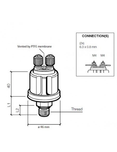 362-081-001-001K VDO Drukgever 1/8-27NPTF/5 mv 2 instr.