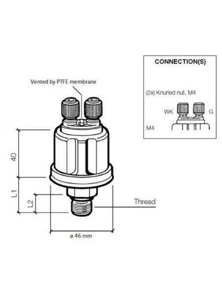 360-081-030-032C VDO Drukgever 10Bar (E/Ret) W/C0.5 M14x1,5