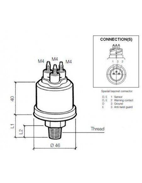 360-081-064-004C VDO Drukgever 10Bar mv WC0.6 M18 x 1.5