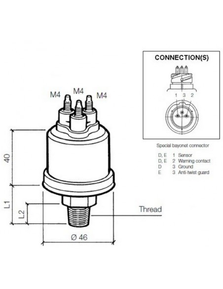 360-081-063-001C VDO Drukgever 10Bar mv WC5.2 M12 x 1.5