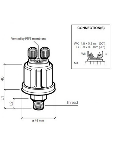 360-081-030-138C VDO Drukgever 10BaR(E/RET)W/C1.25 1/8-27