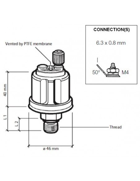 360-081-037-008C VDO Drukgever 25Bar (E/Ret) M10 x 1