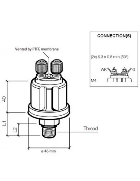 360-081-030-097C VDO Drukgever 5Bar(E/Ret)W/C0.5 M14x1,5