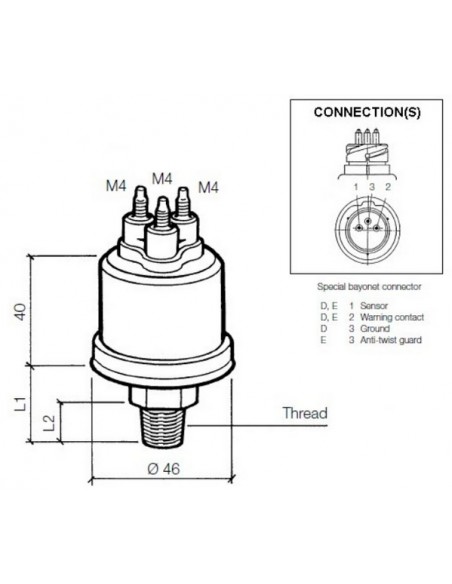 360-081-064-003C VDO Drukgever 5Bar(E/Ret)W/C0.25 M18x1.6