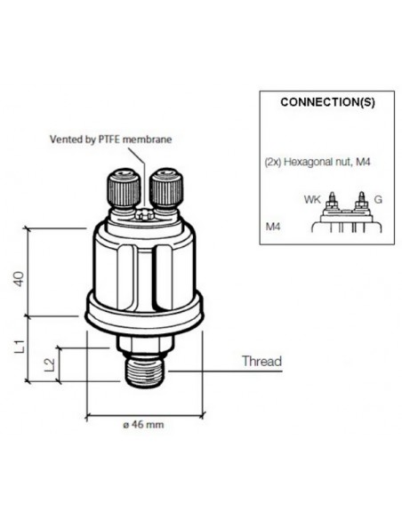 360-081-053-003C VDO Drukgever 25Bar(E/Ret)W/C5.5 M18x1.5