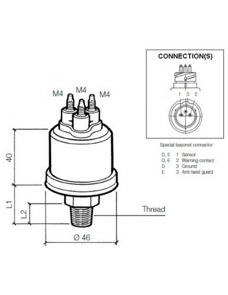 360-081-064-001C VDO Drukgever 5Bar mv WC0.25 M18 x 1.5