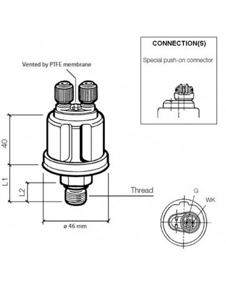 360-081-062-002A VDO Drukgever 5Bar(E/Ret)W/C0.4 M14x1.5