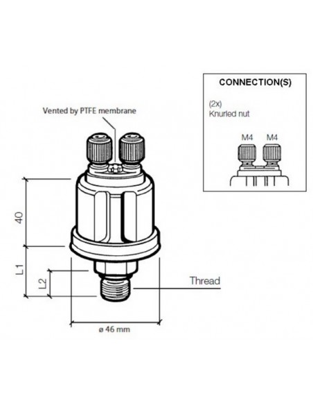 362-081-002-003C VDO Drukgever 400PSI (E/Ret) 1