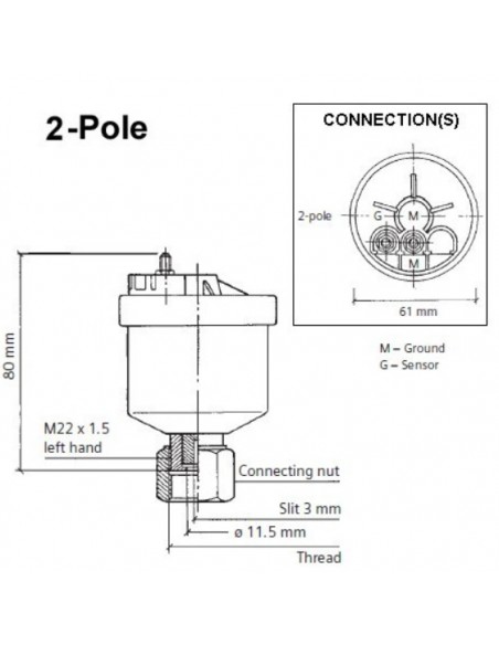 340-808-001-002G VDO Toerentellergever M22x1,5/3000