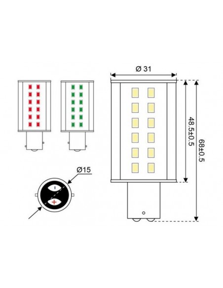 36xSMD-BAY15d LED 36 10-30V BAY15D TRICOLOR