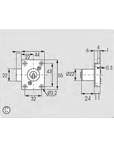 Slot RVS 304 55x44x11 mm