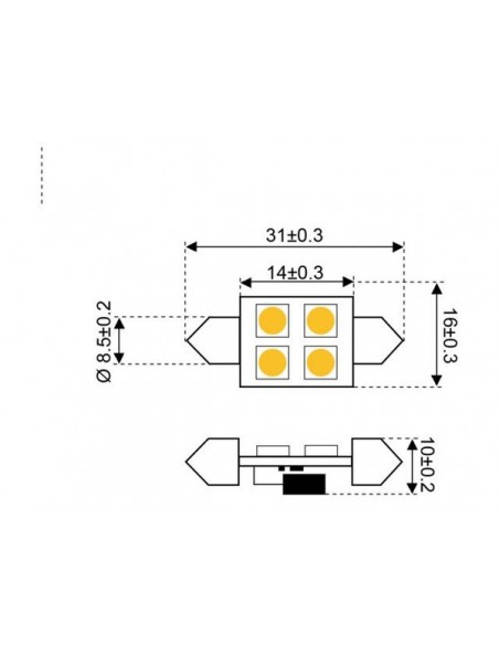 4xSMD-Buis LED 4 FESTOON 10-30V 31MM