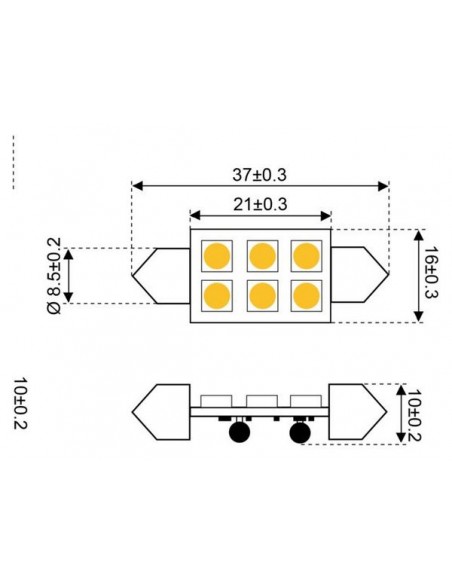 6xSMD-Buis LED 6 FESTOON 10-30V 37MM