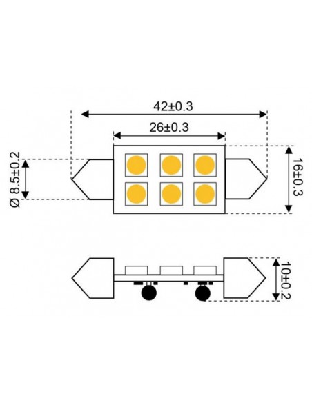 6xSMD-Buis LED 6 FESTOON 10-30V 42MM