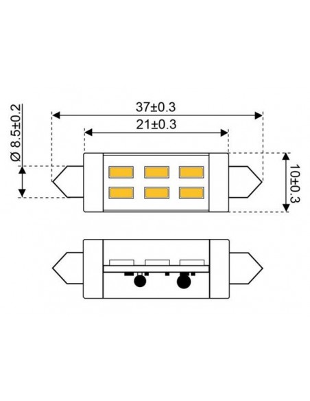 3xSMD-Buis LED 3 FESTOON 10-30V 37MM K.WIT