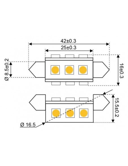 9xSMD-Buis LED 9 FESTOON 10-30V 42MM