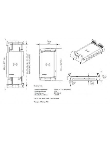 ROKK Active telefoonhouder met oplader draadloos 10W 