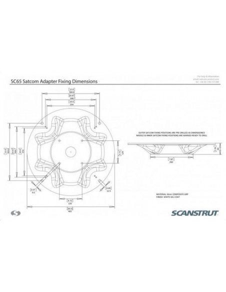 Montage adapter SC65 voor satcom of TV antenne