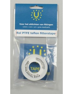 PTFE teflon fitterstape, 12mm x 12m, wit 2