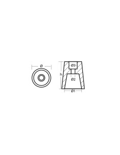 Schroefas anode conisch zink div. maten 2