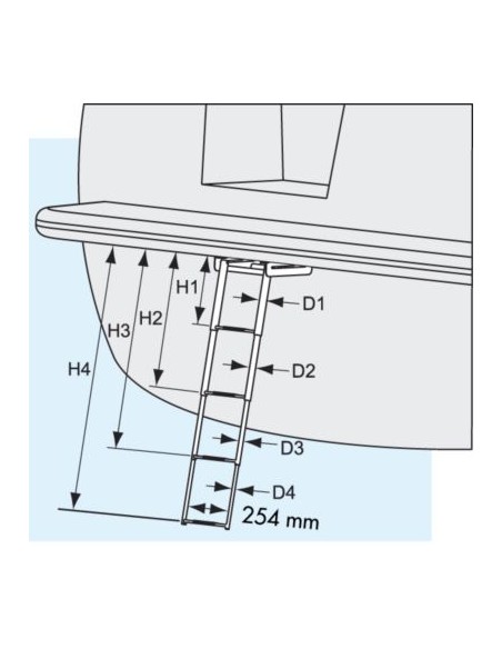 Telescopische zwemtrap inschuifbaar RVS div. maten