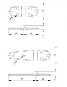 Kunststof scharnieren lang zwart per paar 2