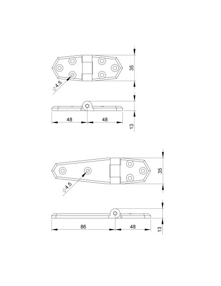 Kunststof scharnieren lang zwart per paar Kunststof scharnieren lang zwart per paar