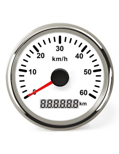 Hollex GPS Snelheidsmeter Wit/RVS 0-60km/h 9-32V